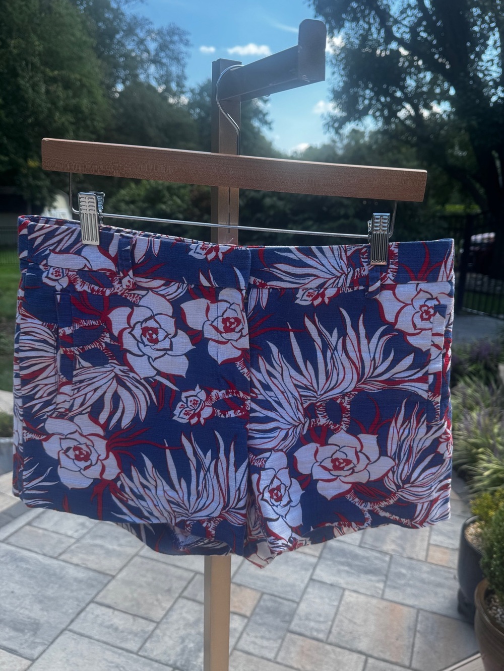 J.Crew Red White Blue Floral Hawaiian Print Canvas Shorts Tropical J Crew 6